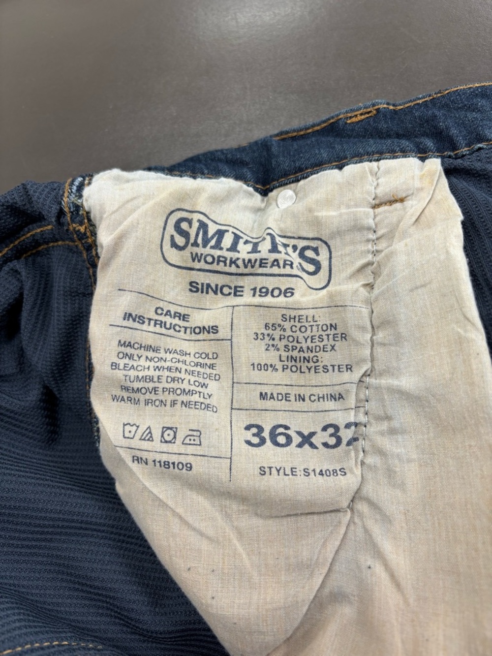 EUC Smith’s Work Wear Lined Denim Carpenter Jeans Size 36 x 32 - Picture 7 of 10